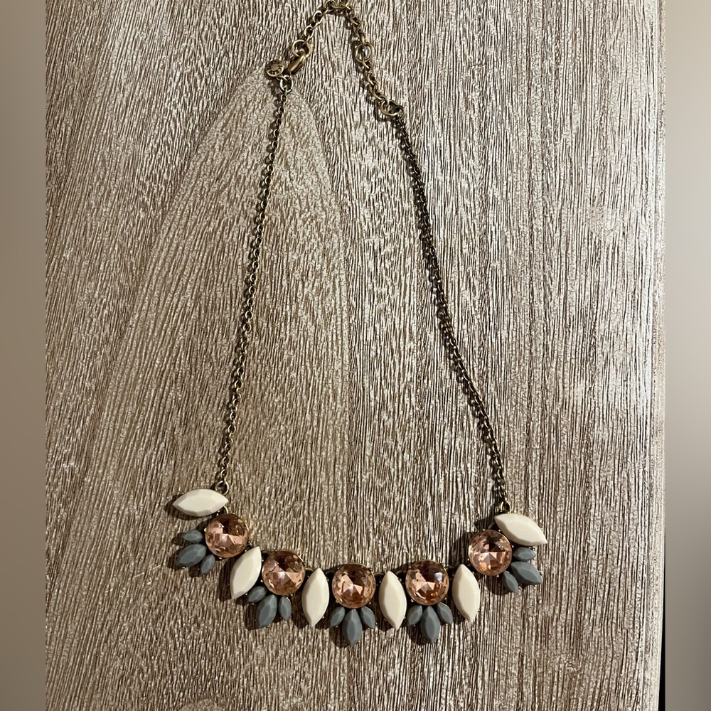 J Crew Pink, Grey and Cream Necklace